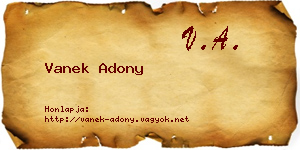 Vanek Adony névjegykártya